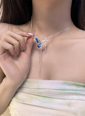 合金合金圆珠链女性蝴蝶项链