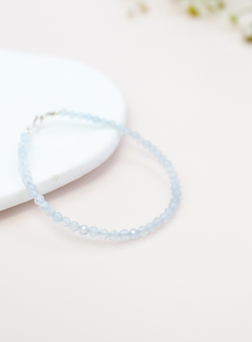 女海蓝宝细手链清新淡蓝