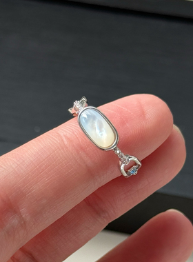 蓝色系铜镀金高保色指环 滴油蝴蝶锆石开口可调节戒指 小众饰品