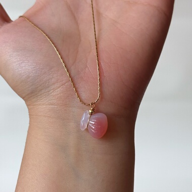 钛钢天然玉髓项链祥云福袋叶片转运珠锁骨链不掉色搭配气质颈链