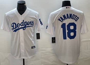 Los Angeles Dodgers Yamamoto Yushin Dodgers ເຄື່ອງແບບເບສບານໝາຍເລກ 18 YAMAMOTO ເກມ ເສື້ອຍືດຜູ້ຊາຍ