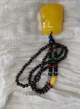 6348民族风复古长款蜜蜡佛珠项链