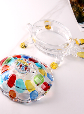 弗莱文茨创意彩绘水晶玻璃乌龟摆件客厅书房工艺品摆件糖果罐