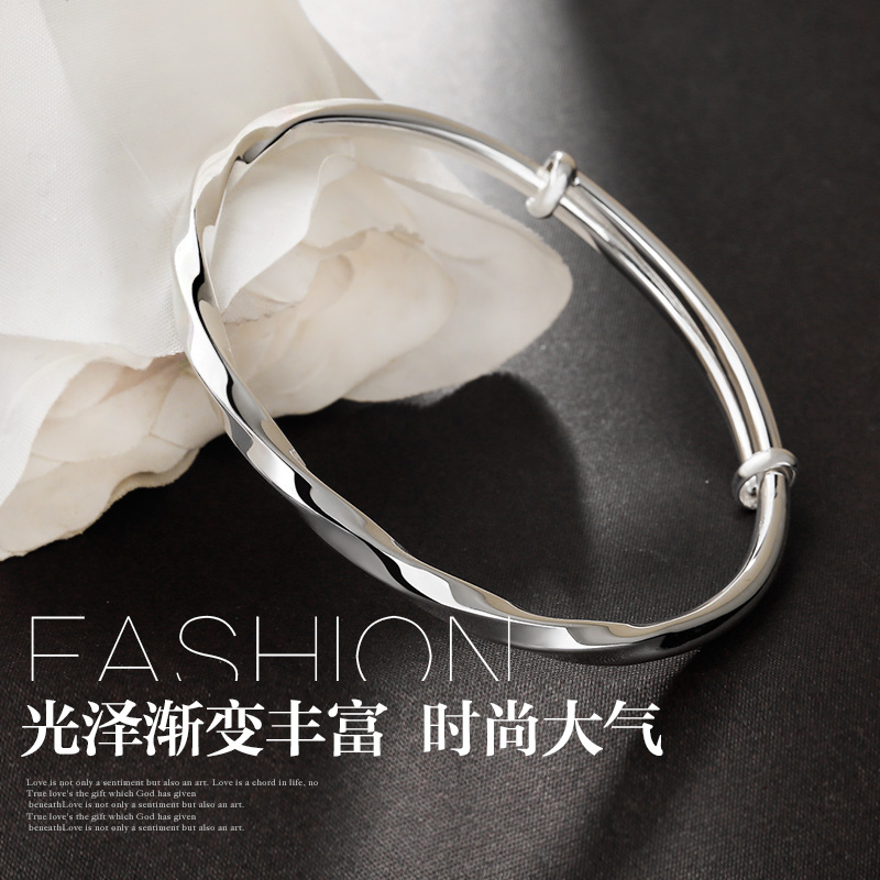 银时代日光微澜 纯足银手镯女韩版简约百搭手环网红森系送女友 S990 银时代日光微澜 纯足银手镯女韩版简约百搭手环网红森系送女友 S990