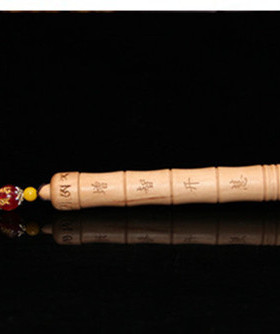 雕刻竹节书桌可打开桃木文昌笔