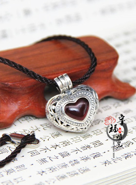 纯银防水心形梵文可打开嘎乌盒