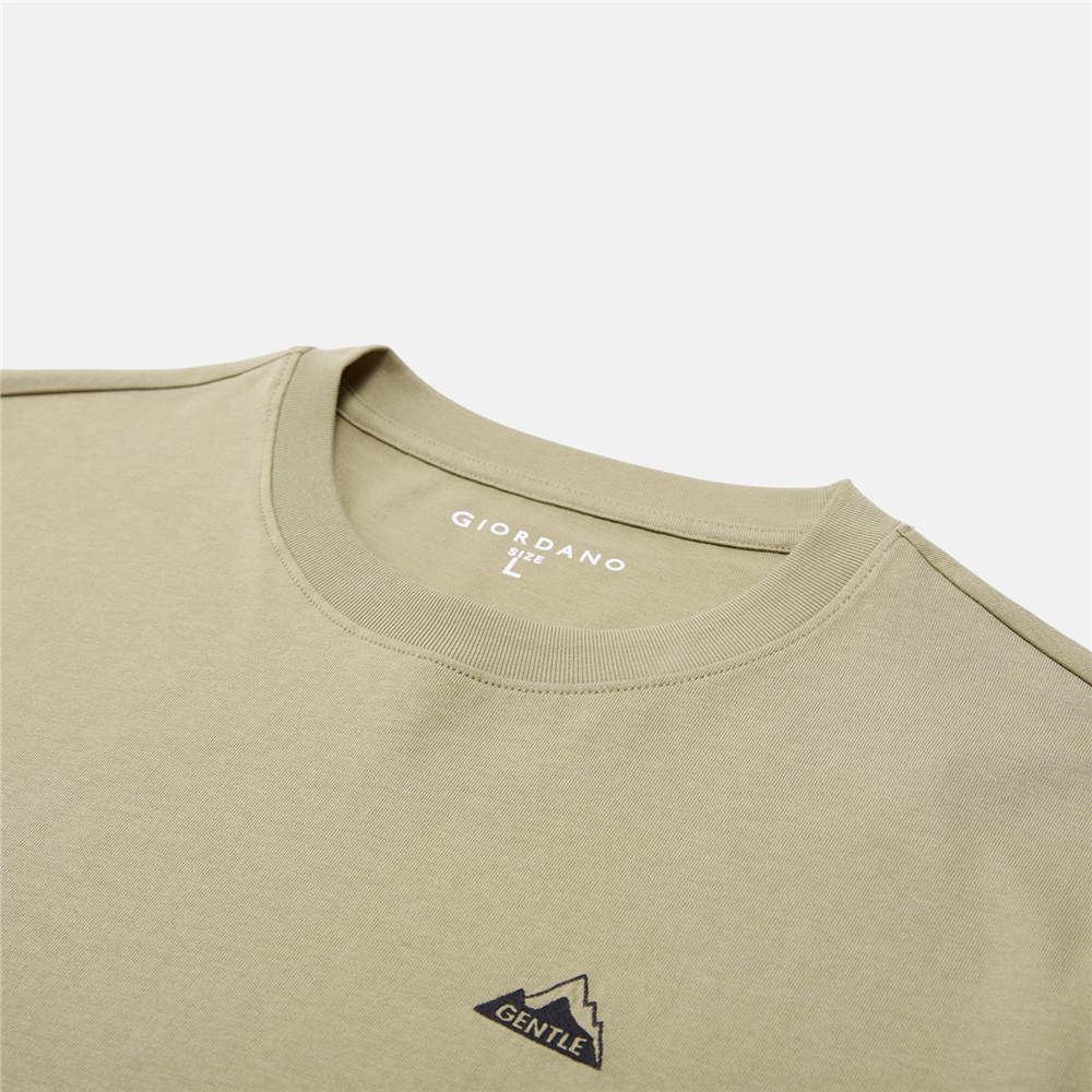 佐丹奴长袖T恤男秋冬新款纯棉t恤衫山峰刺绣圆领宽松上衣13025772 - 图1