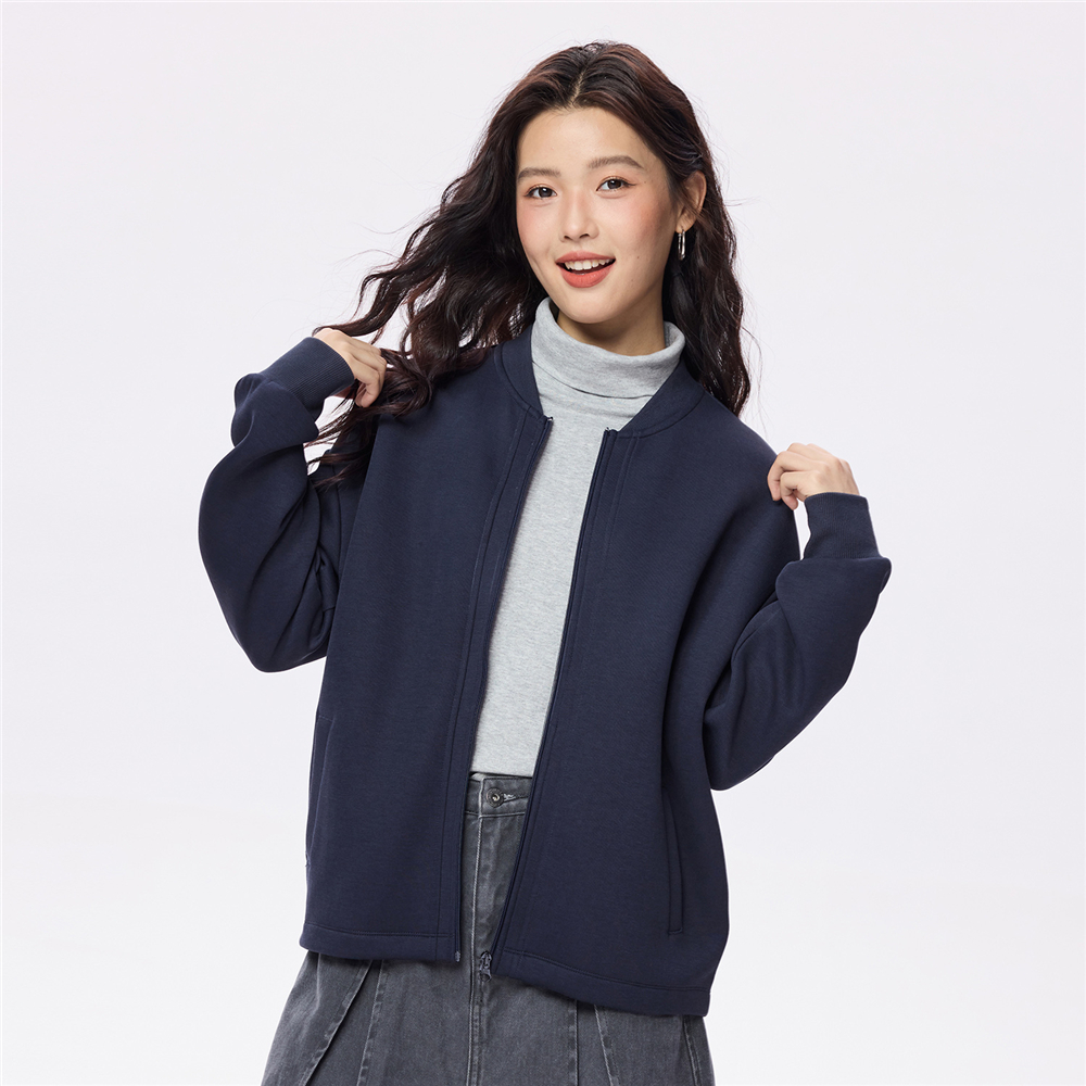 佐丹奴棒球服女秋冬新款空气层宽松棒球领休闲卫衣外套女13375184 - 图2