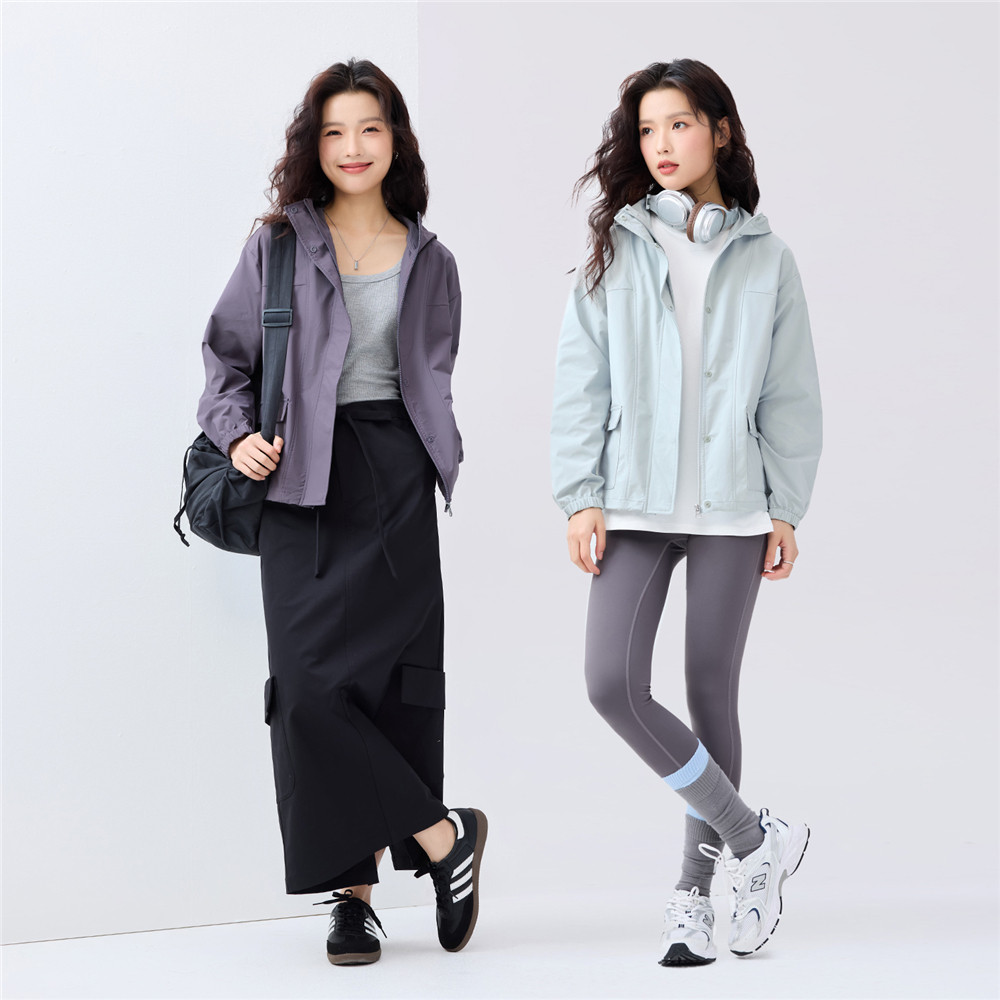 佐丹奴防水风衣女新款工装风外套口袋宽松连帽拉链夹克女05375076,淘宝优惠券,粉丝福利购,淘宝优惠卷