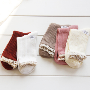 5双日系花边纯棉袜子