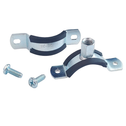 重型金属管卡镀锌管夹抱箍吊卡卡箍PVC水管卡扣带胶皮固定支架 - 图3