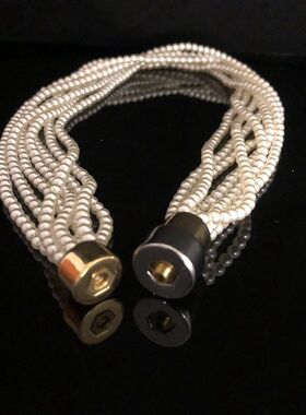 2024新款中古vintage新款多股米珠琉璃珍珠项链螺丝开关设计感轻