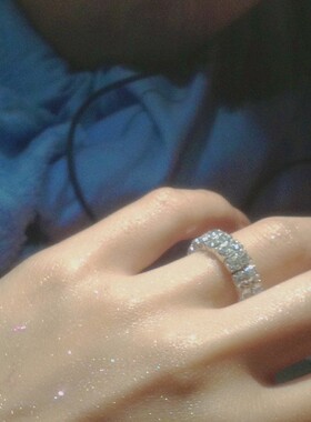 超闪个性时尚闪钻戒指女生简约气质多排水钻戒指指环素圈高级感