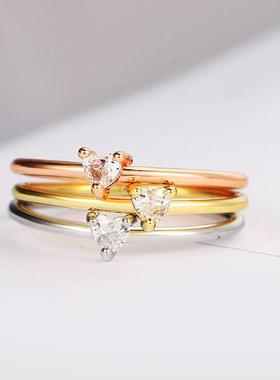 小爱心水晶优雅时尚风仿真戒指