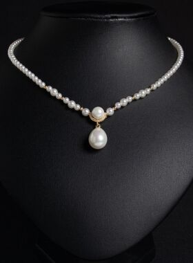 欧美跨境贝壳珍珠项链女婚纱礼服项链小众新品锁骨链轻奢精致配饰