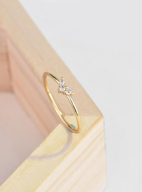 韩版锆石爱心水晶迷你仿真尾戒