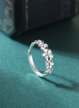 S925纯银戒指女花朵素雅简约ins风百搭食指戒
