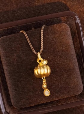 点钻南瓜吊坠金瓜满盈项链硕果累累小金瓜挂坠女锁骨链沙金项饰品
