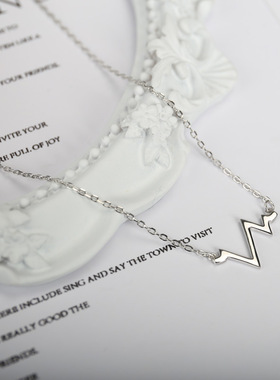 爆款爱恋心跳项链女S925纯银爱心电图简约时尚小众设计百搭项饰