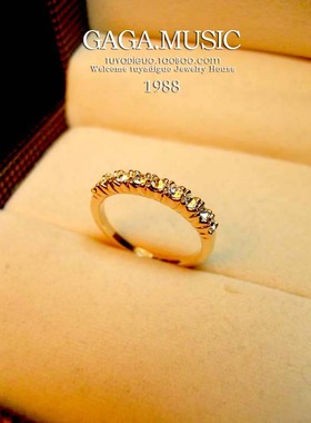 新款复古罗马齿轮半圈仿真钻戒