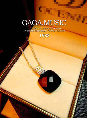 涂鸦黑色玛瑙滴油方块水晶项链