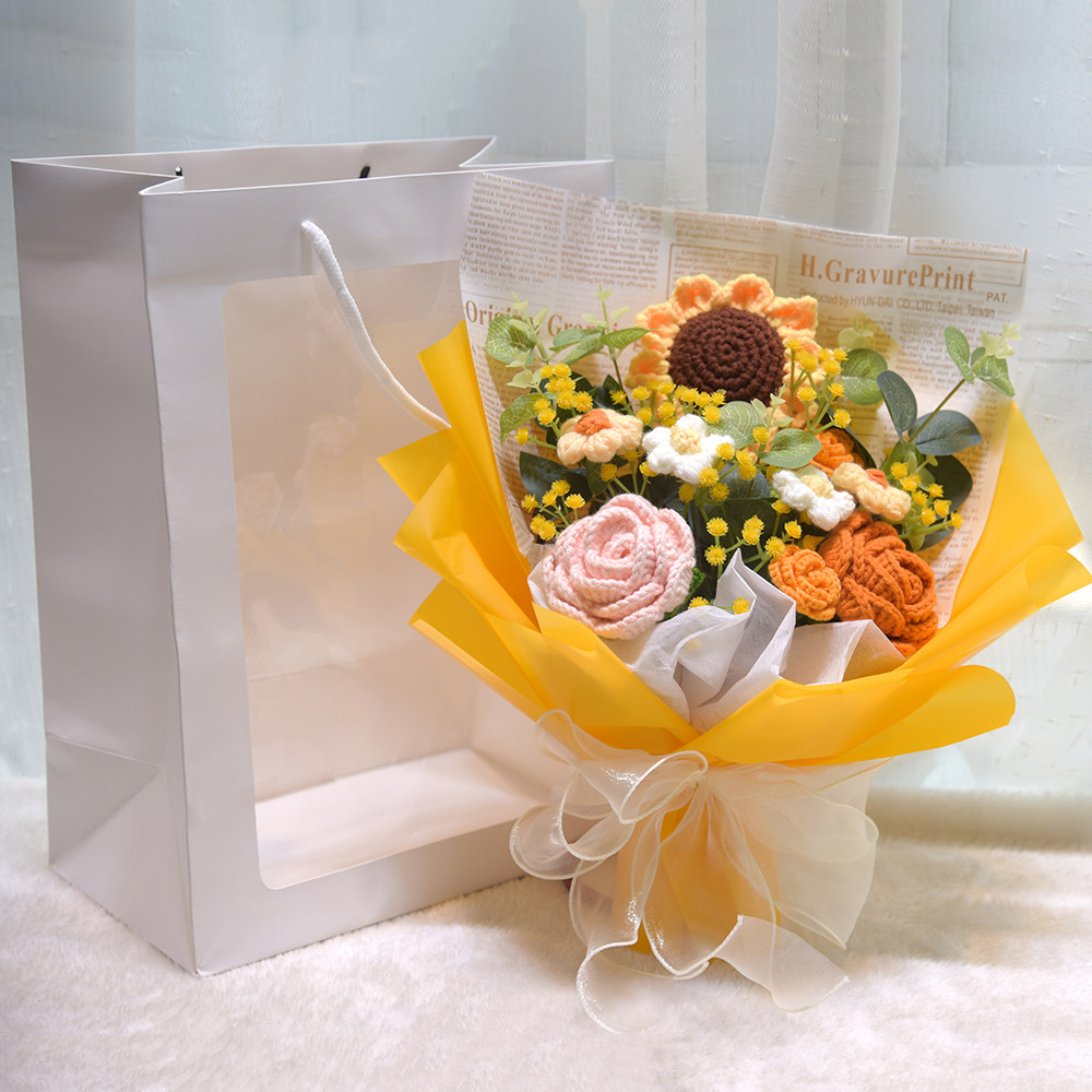 手工毛线针织编织永生花束成品闺蜜圣诞节结婚伴手礼生日毕业礼物,淘宝优惠券,粉丝福利购,淘宝优惠卷