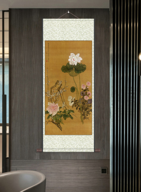 明清名家字画风水礼品卷轴画慈禧花卉图书房挂画宣纸壁画儿童斗草