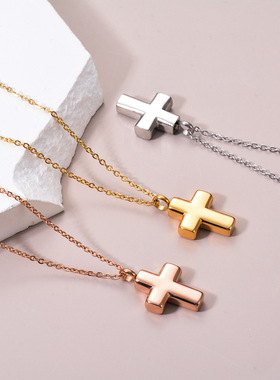 钛钢通用十字架项链宠物纪念刻字