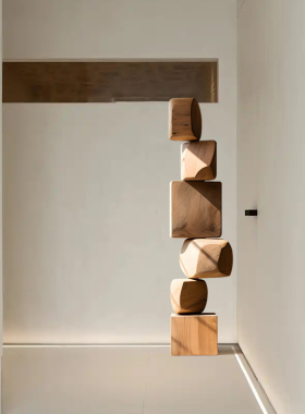 设计师民宿酒店样板房实木雕塑艺术品落地摆件售楼部软装玄关装饰