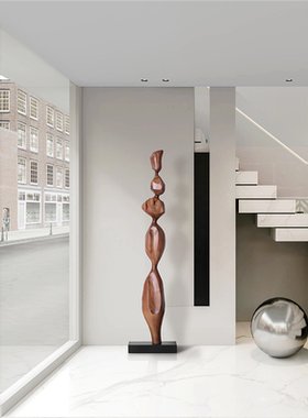 实木雕塑艺术品落地摆件民宿茶室酒店样板间客厅玄关抽象软装饰品