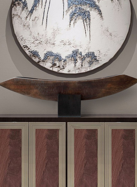 现代木雕抽象船型装饰摆件酒店样板间别墅茶室客厅玄关软装艺术品