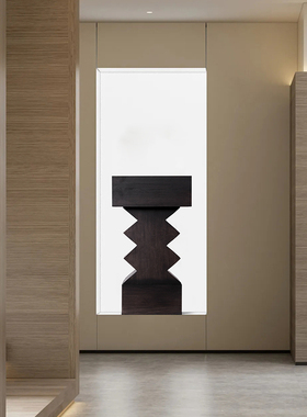 几何方形木墩原木花架落地摆件民宿酒店侘寂风实木底座边几展示台