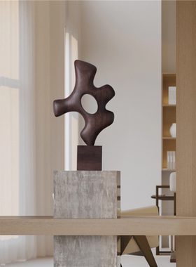 样板房抽象木雕玄关摆件家居饰品客厅电视柜装饰品高档艺术工艺品