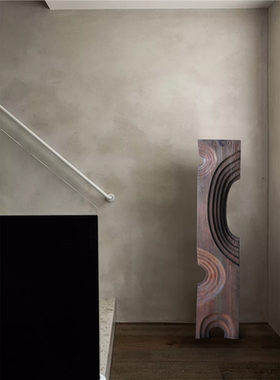 酒店样板间玄关木雕落地摆件实木工艺品售楼部楼梯口装饰艺术雕塑