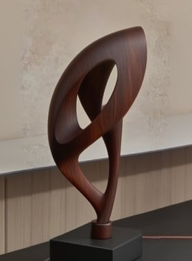 现代简约创意抽象实木几何雕塑摆件售楼处样板间酒店玄关装饰品