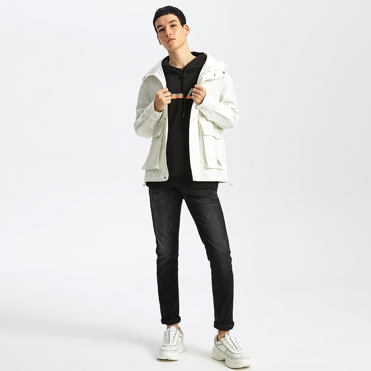 马克华菲黑色男2020夏季新款牛仔裤 马克华菲牛仔裤