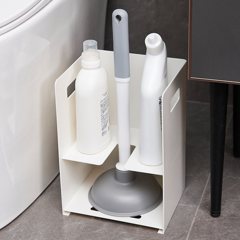 Toilet brush rack household toilet dredge toilet cleaning liquid double-layer toilet storage rack toilet storage box