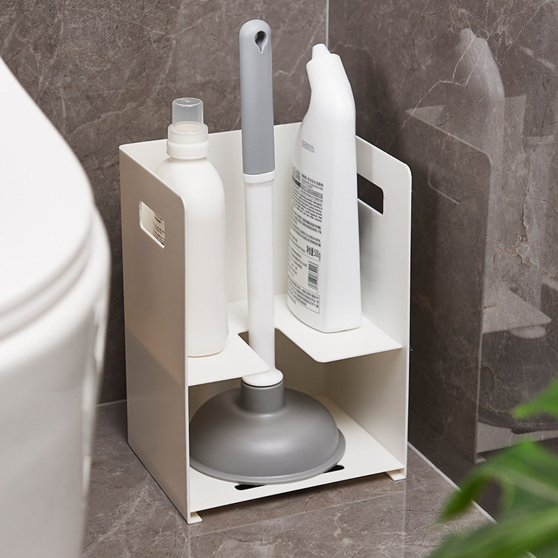 Toilet brush rack household toilet dredge toilet cleaning liquid double-layer toilet storage rack toilet storage box