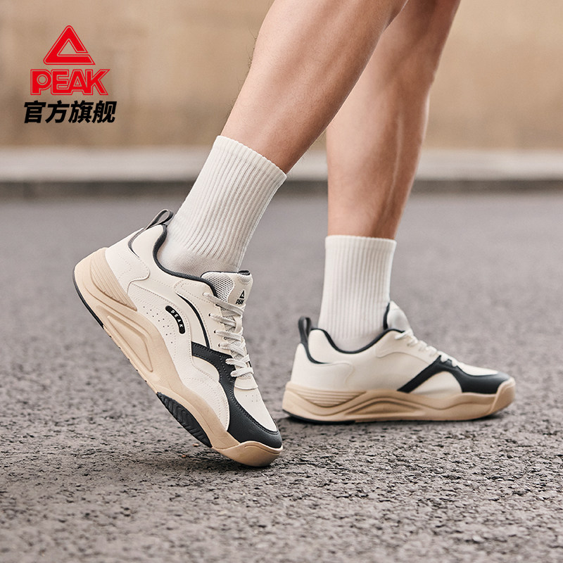 匹克态极漫行板鞋男新年鞋子春季新款男鞋皮面厚底休闲运动鞋女鞋