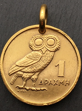 猫头鹰凤凰硬币吊坠动物项链