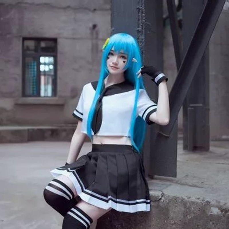 【亲漫园】动漫凹凸世界柠檬妹安莉洁cos服水手百褶裙cosplay服装-图0