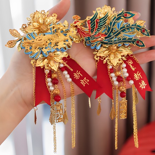 2025 Новая подарочная коробка премиум-класса с корсажем «Свадебный Дракон и Феникс»