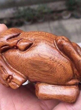 黄花梨木雕手把件牛年牛运手工实木雕刻可把玩十二生肖文玩工艺品