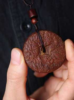 沉香木祥龙平安扣项链吊坠包包挂件饰品男女礼物生肖龙牌木雕挂脖