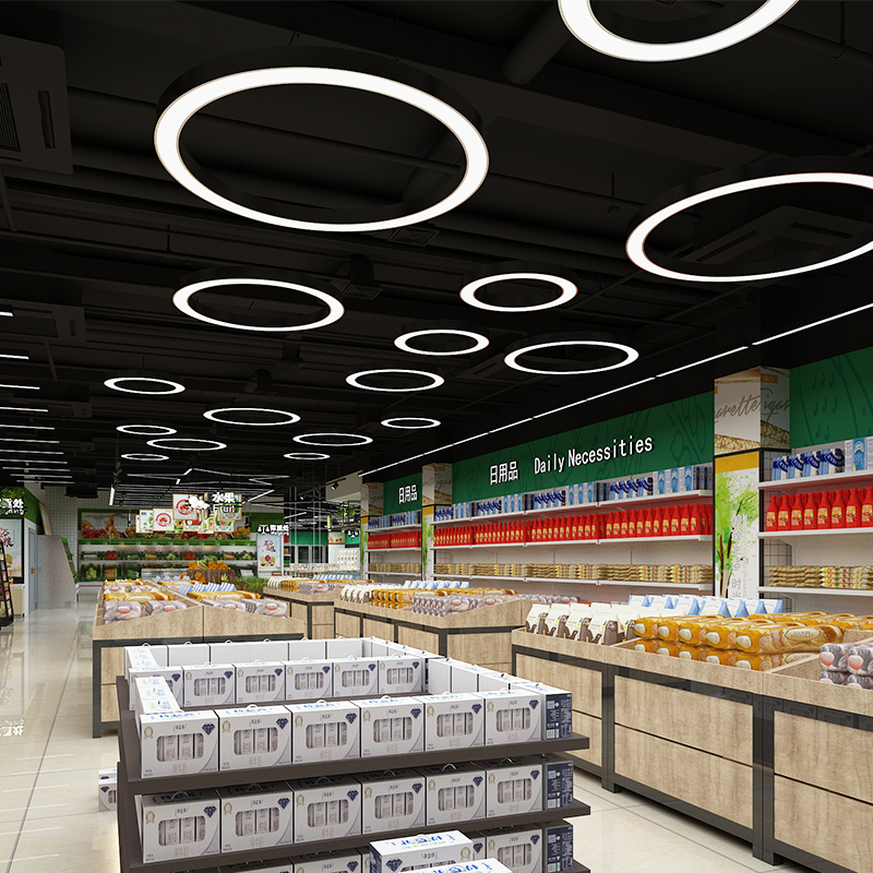 LED圆形圆环吊灯办公室健身房店铺大厅工业风造型灯圆圈环形灯具 - 图3