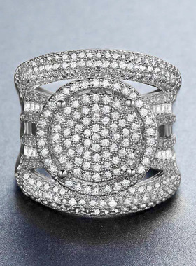 闪亮水钻微镶大气晚会礼服戒指