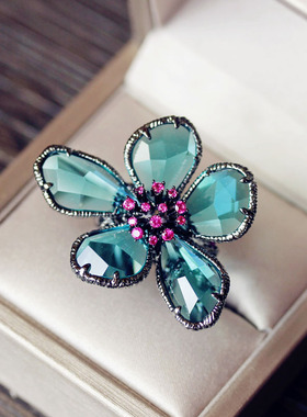 复古高级感彩宝水晶枪黑女中罗盘