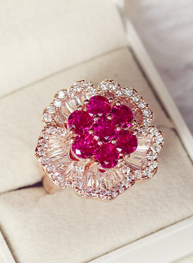 高品质珠宝玫红钻唯美群镶女豪华