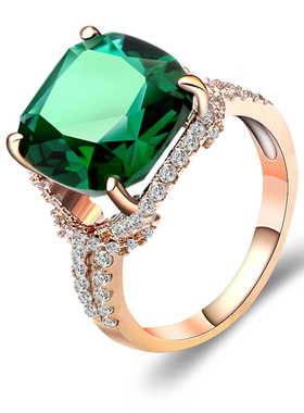 欧美奢华大气方形红宝石祖母绿