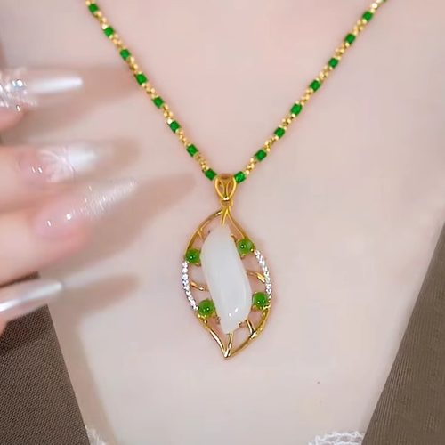 奥特莱斯折扣撤柜清仓捡漏店玉髓玉石美人腰吊坠项链outlets配饰 - 图2